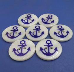 3mm Thick Blue Anchor Printed Buttons